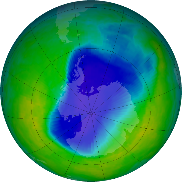 Antarctic ozone map for 20 November 1993